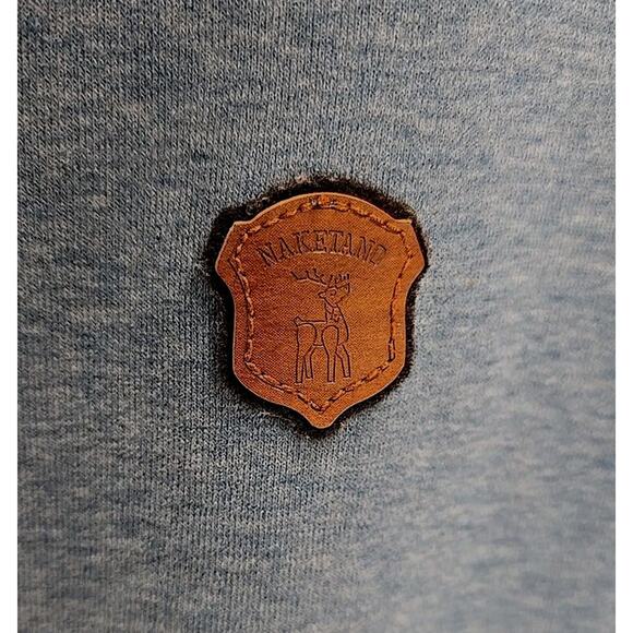 Naketano Brave New World Womens Longline Hoodie Sweatshirt Sz S Cowl Neck Blue - Picture 5 of 16